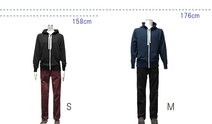 パーカー　フロントサイズ