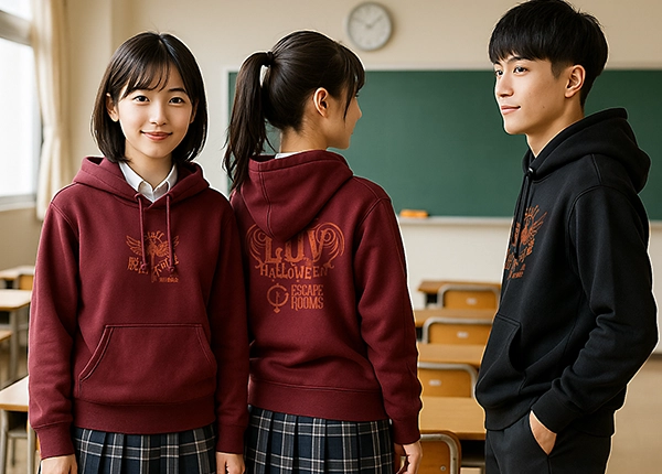 オリジナルパーカー文化祭 教室 2箇所1色プリント