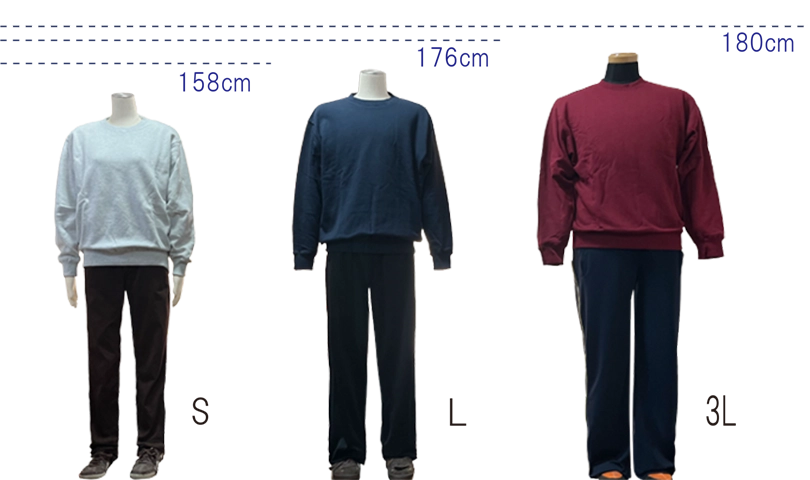 スウェット フロントサイズ