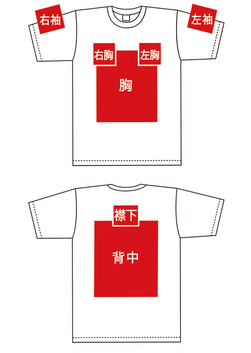 Tシャツのプリント箇所