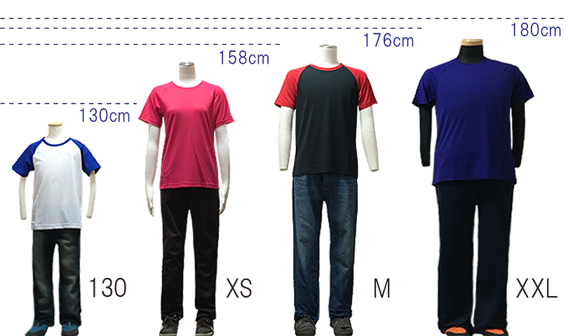 超軽量ドライラグランTシャツ　フロントサイズ