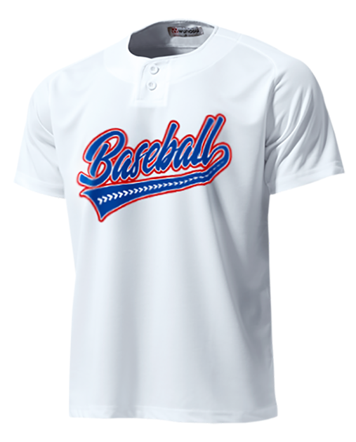 白地の野球TシャツにBaseballロゴデザインをプリント