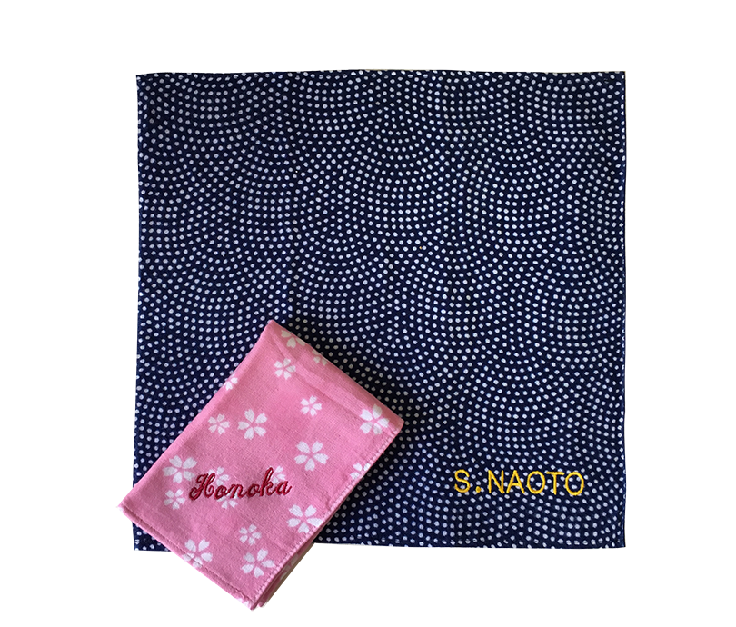 タオルハンカチ 名入れ刺繍見本